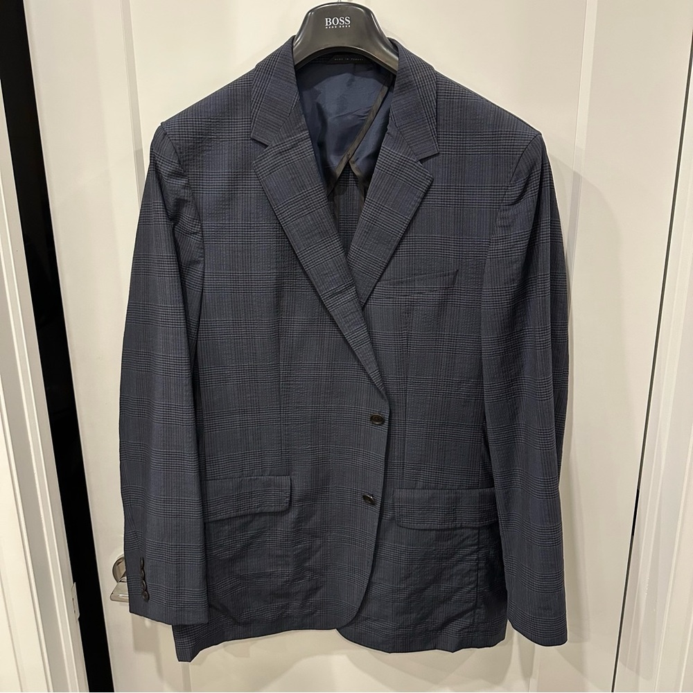 Boss Navy Checkered Blazer